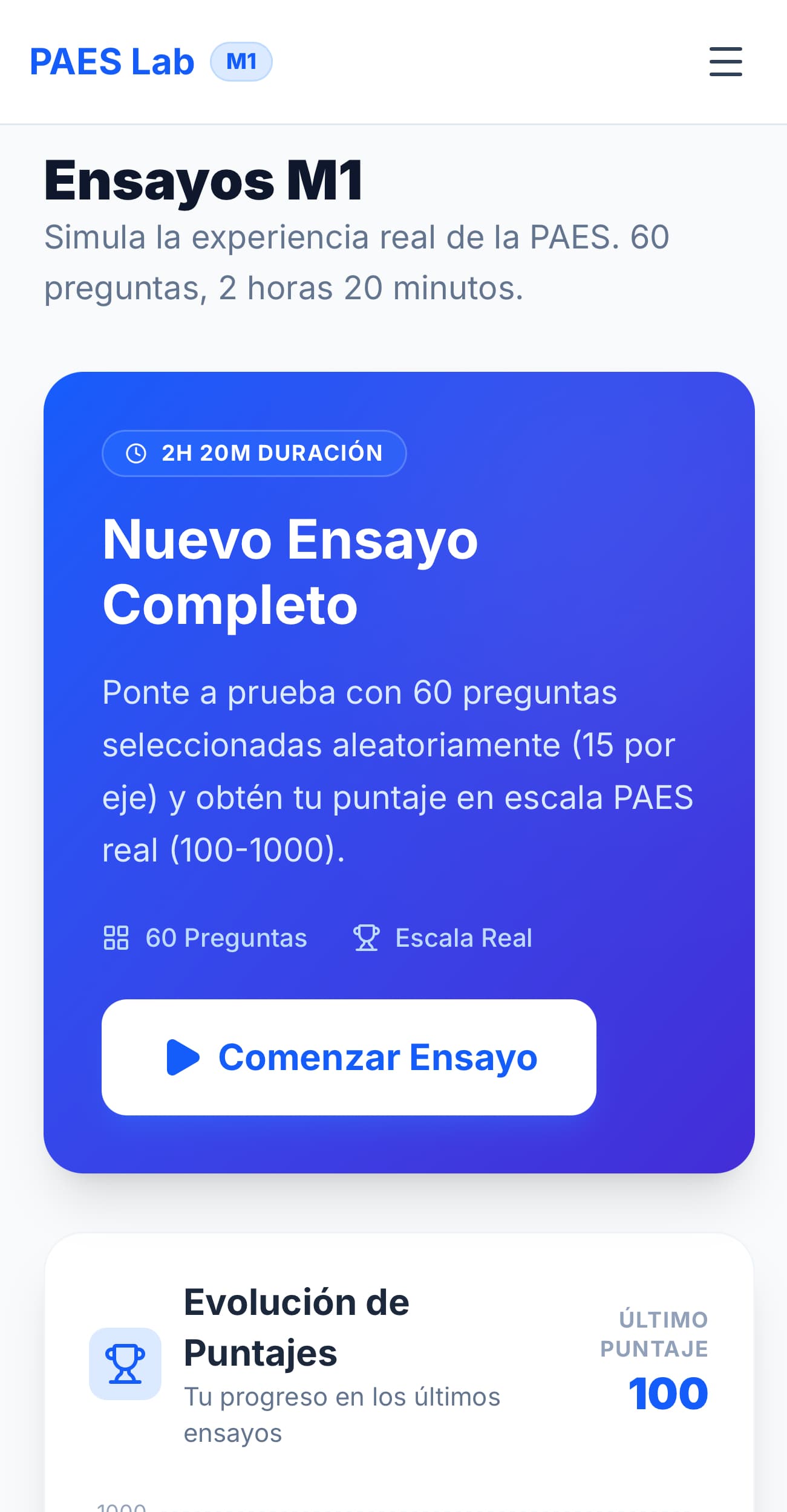 Ensayos con preguntas PAES